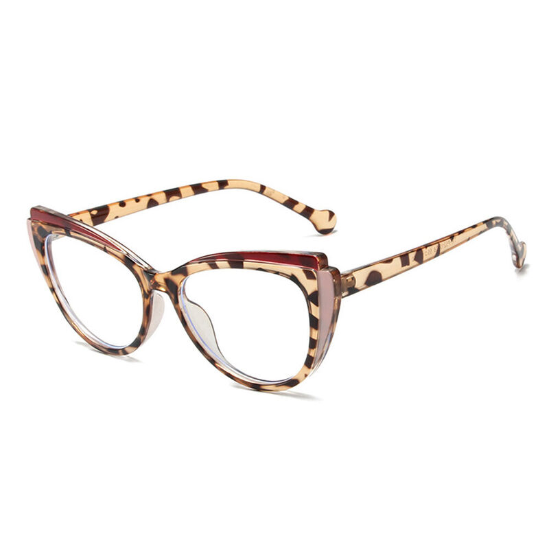 April Cat Eye Leopard Glasses