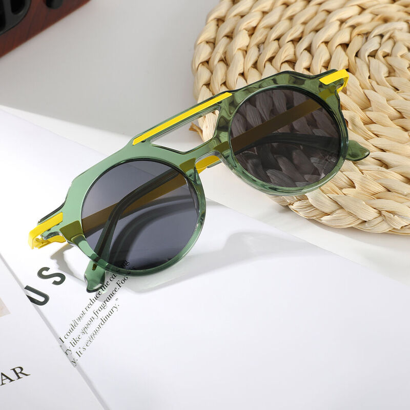 Justine Aviator Green Sunglasses