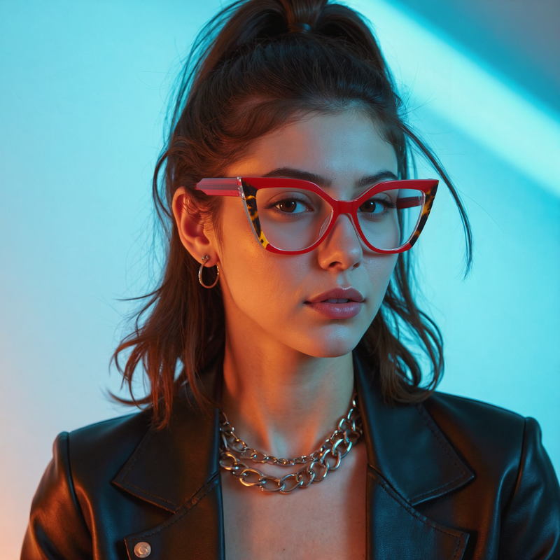Faulkn Cat Eye Red Glasses