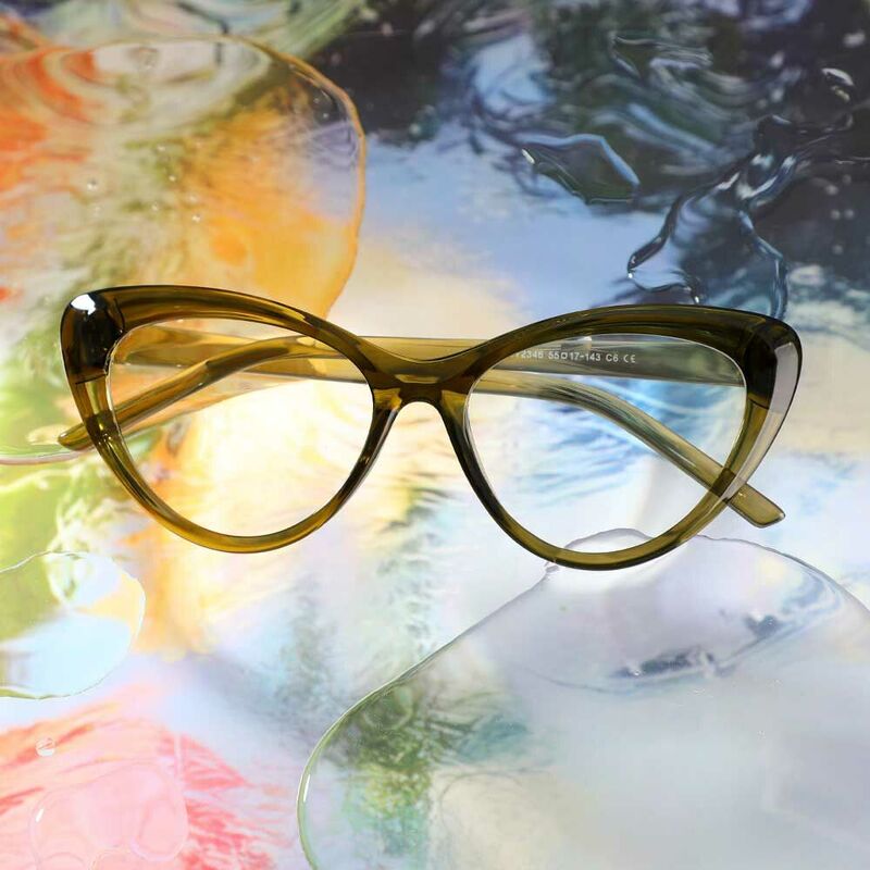 Pearl Cat Eye Grüne Brille