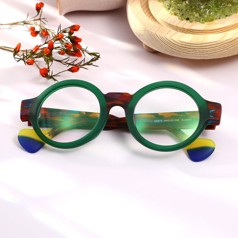 Vandyk Round Green Glasses