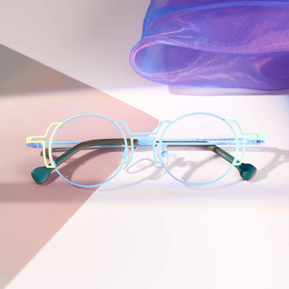 Kathleen Round Blue Glasses