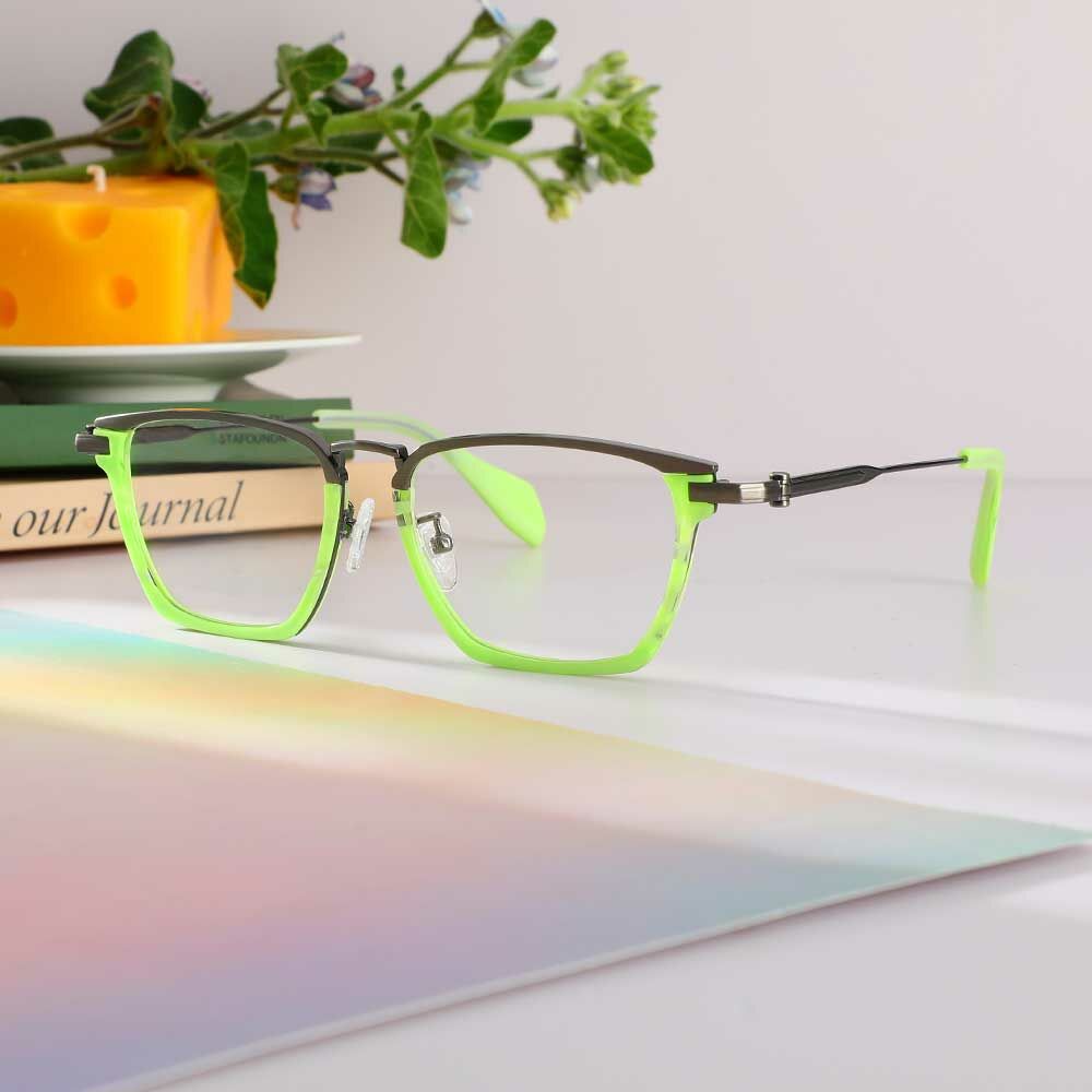 Archibald Rechteckige Grüne Brille