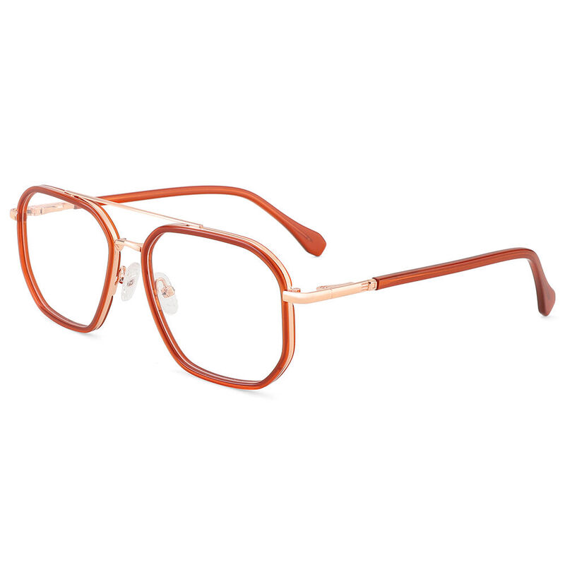 Hellery Aviator Orange Glasses