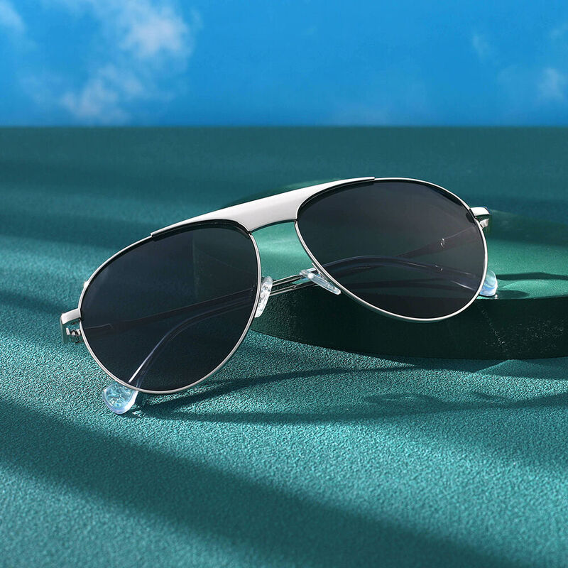 Flying Wing Aviator Silver Sunglasses