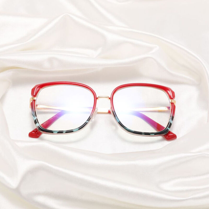 Alvira Square Red Glasses