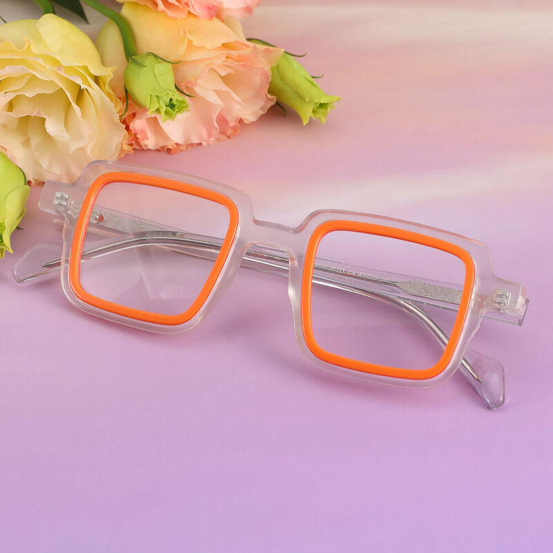 Tetteh Square Orange Glasses