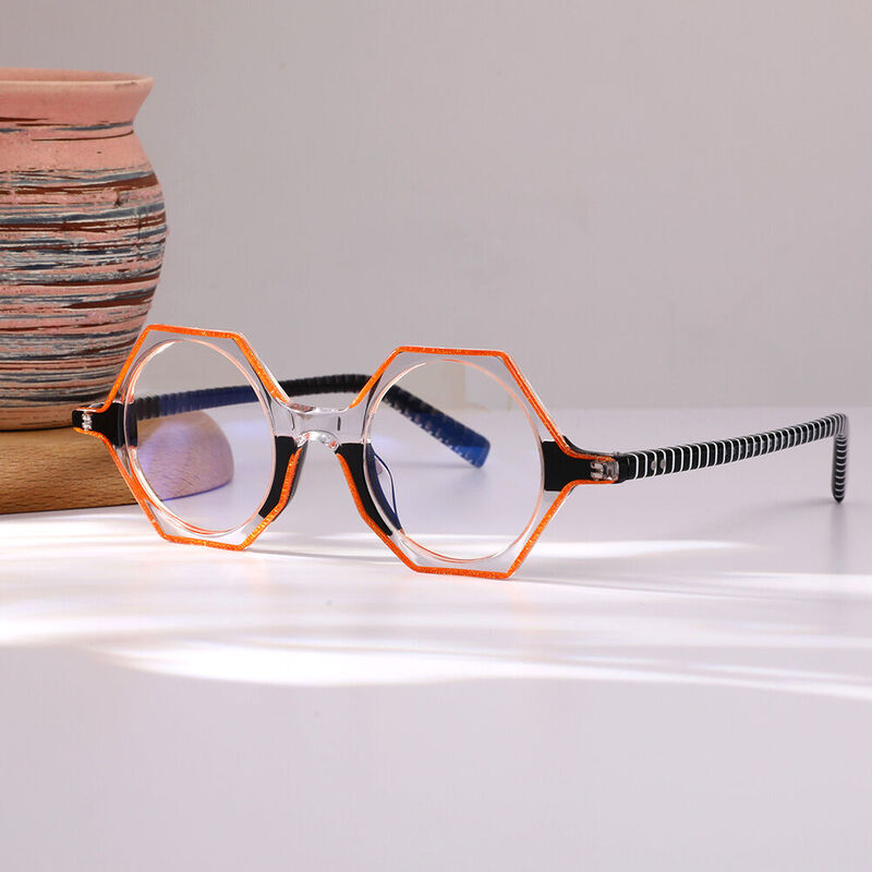 Heather Geometric Orange Glasses