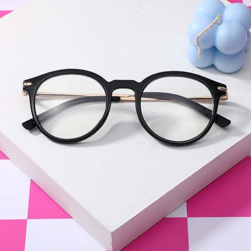 Aaro Round Black Glasses