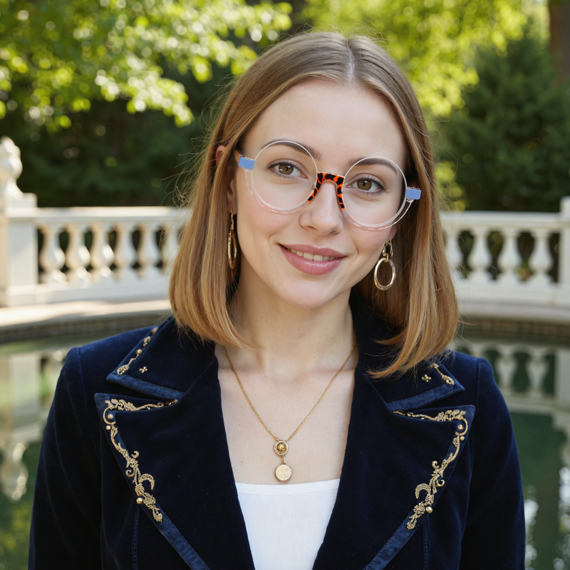 Mildred Round Blue Glasses