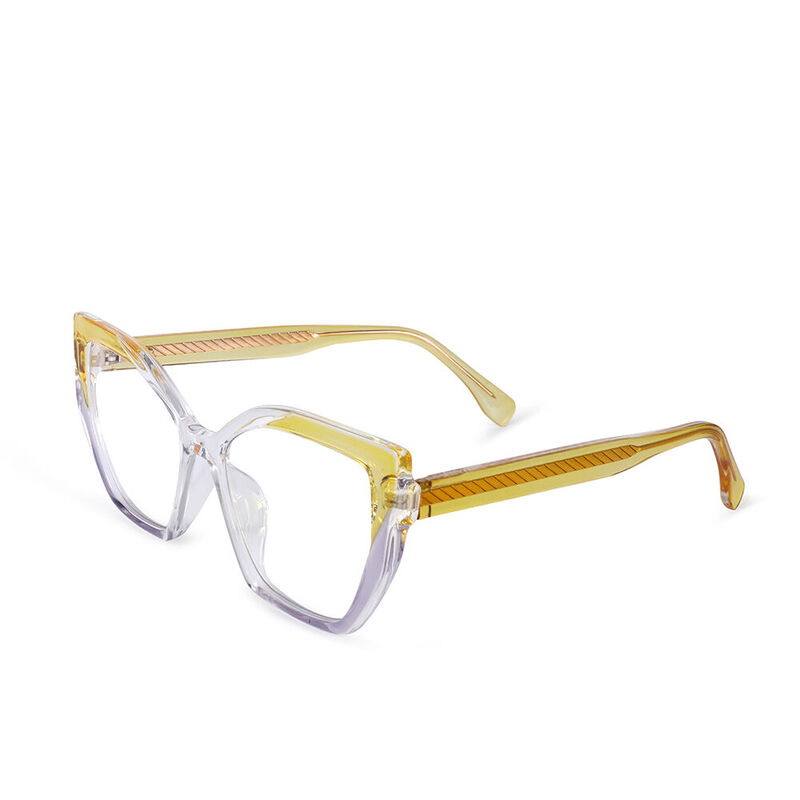 Sabrina Square Yellow Clear Glasses