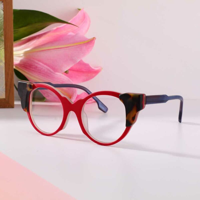 Occhiali da Vista Marronee Cat Eye Rosso