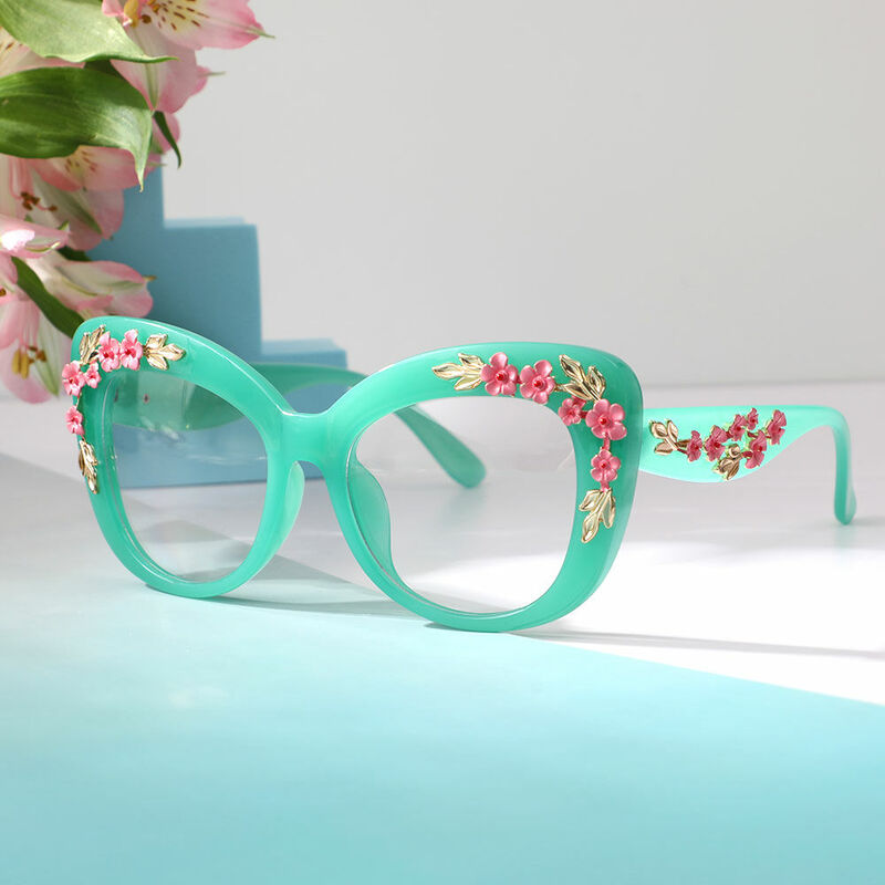 Roneld Cat Eye Green Glasses