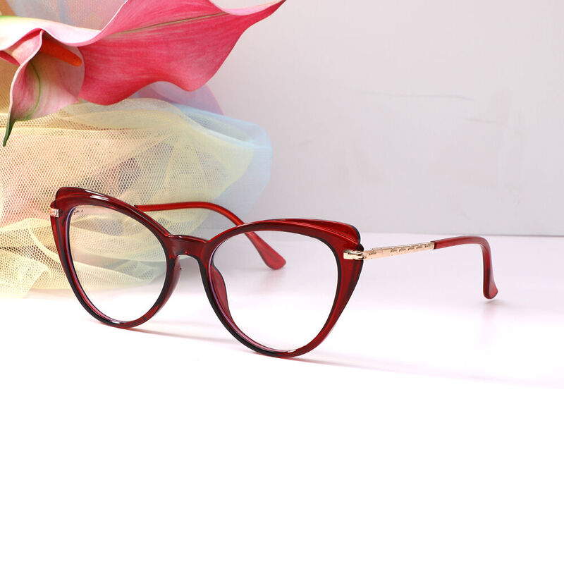 Aareen Cat Eye Red Glasses