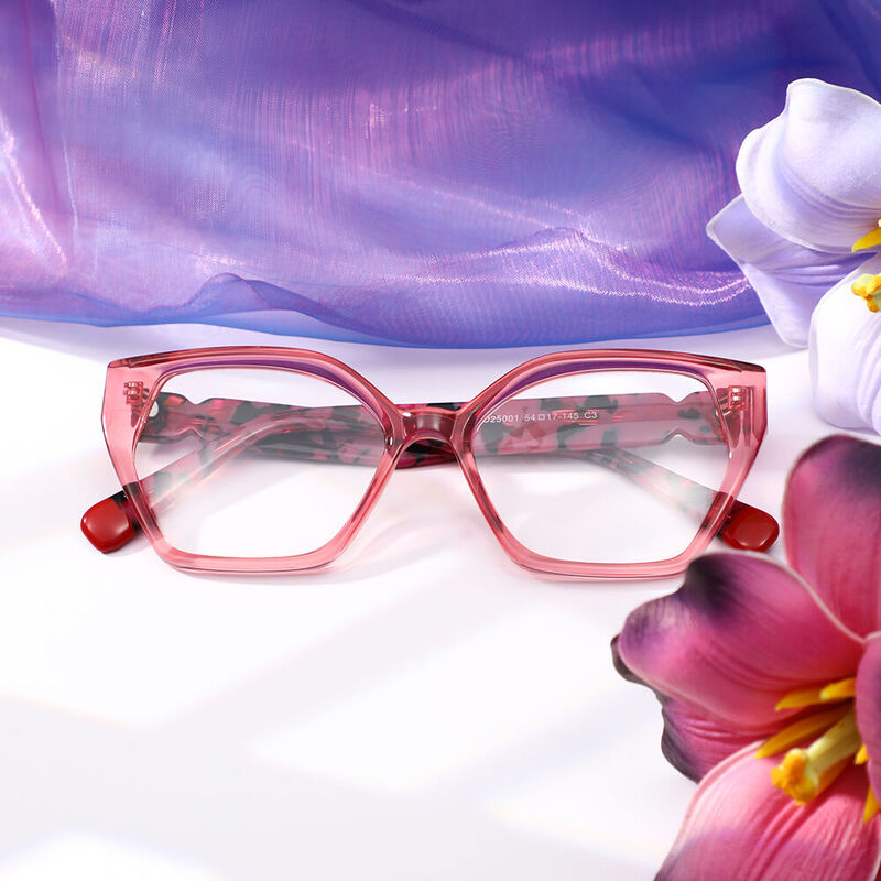 Tabit Cat Eye Red Glasses