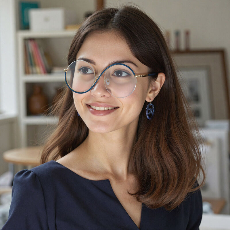 Hilary Round Blue Glasses