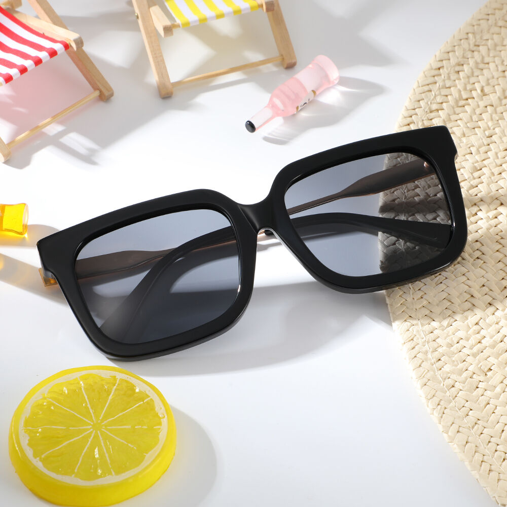 Vinyl Square Black Sunglasses