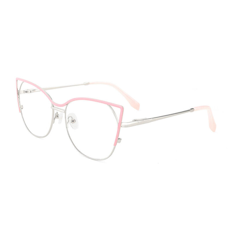 Edith Cat Eye Pink Round Glasses