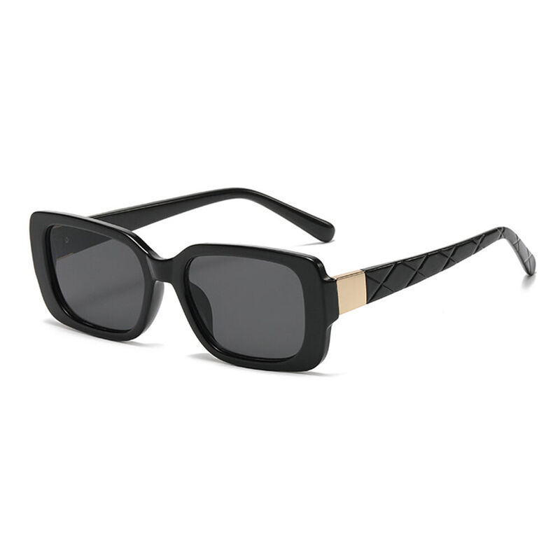 Fiona Rectangle Black Sunglasses