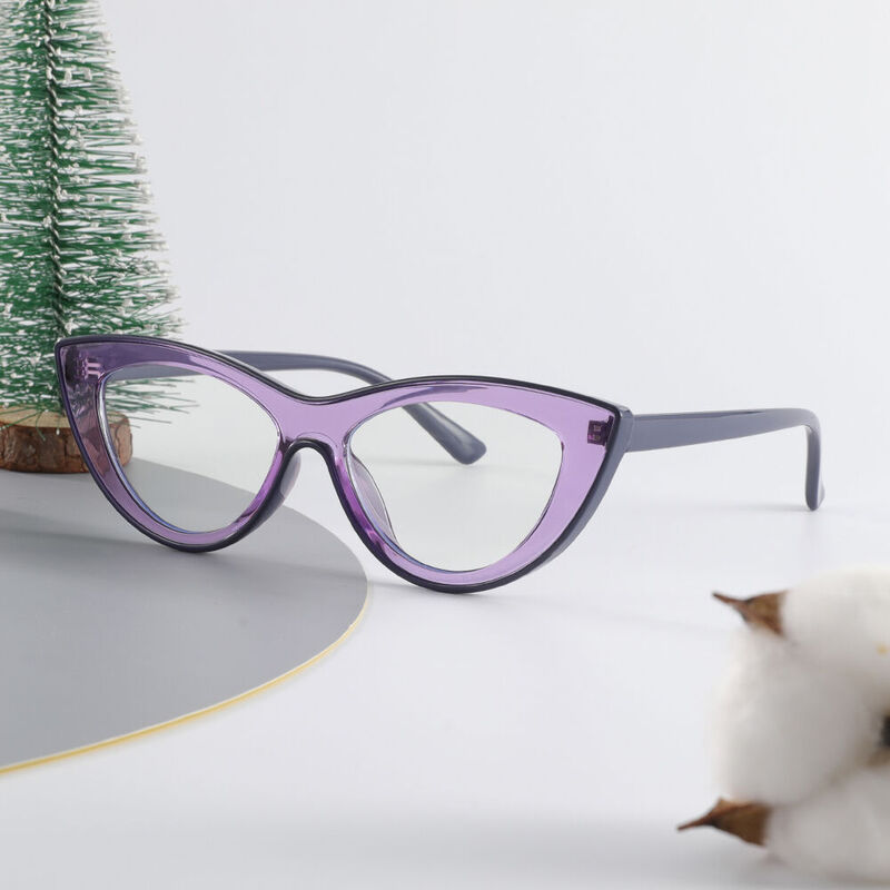 Trista Cat Eye Black Purple Glasses