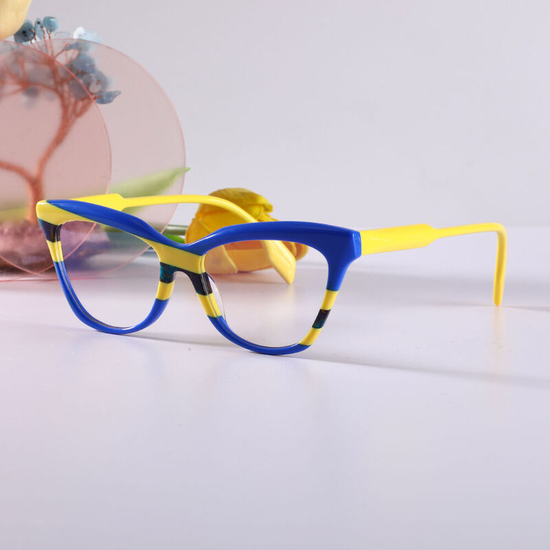 Lekka Cat Eye Blue Yellow Glasses