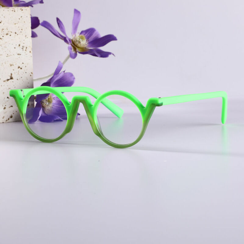 Arlene Round Green Glasses