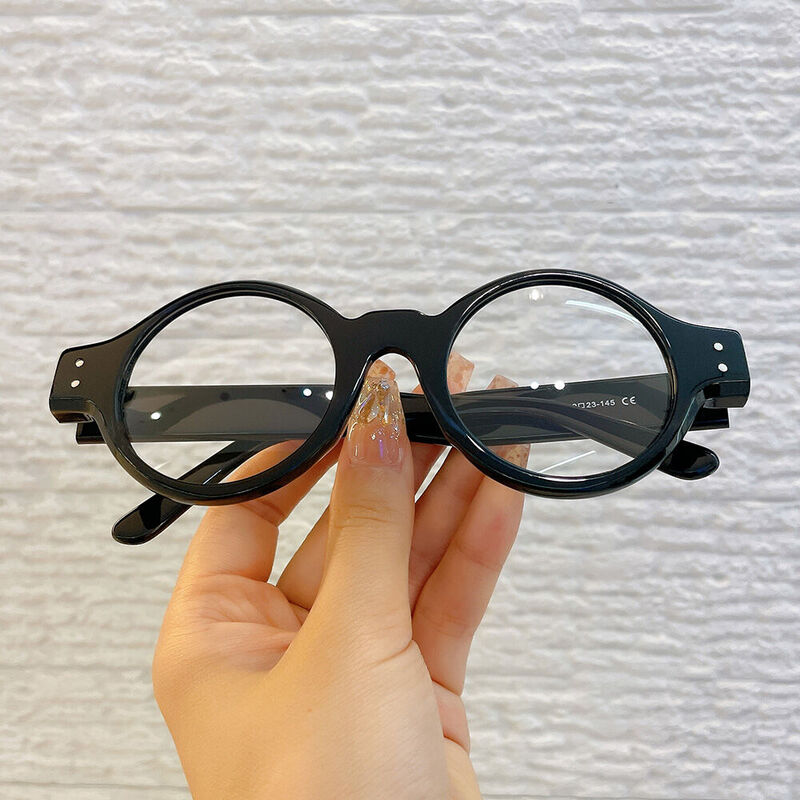 Viviam Round Black Glasses