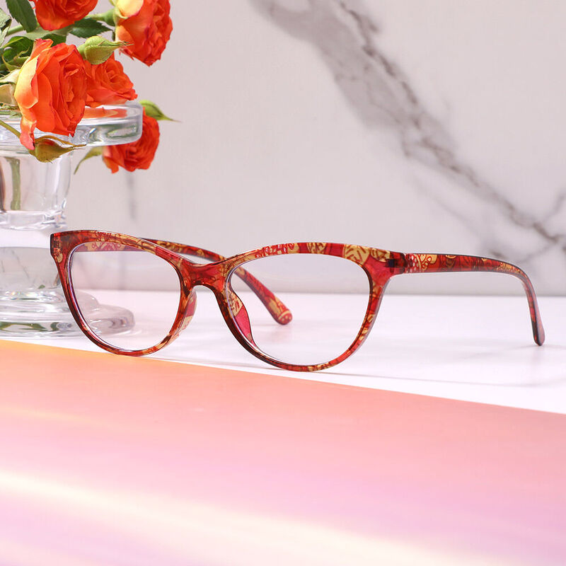 Frona Oval Brown Floral Glasses