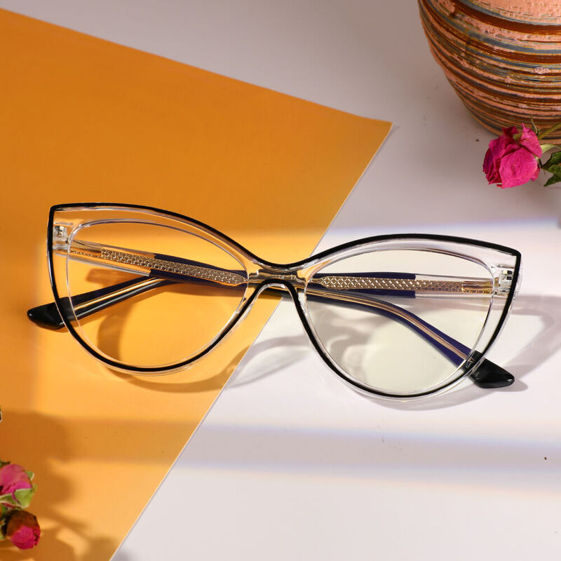 Chamberlas Cat Eye Black Clear Glasses