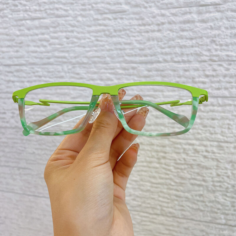 Burnal Rectangle Green Glasses