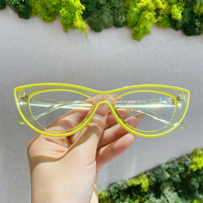 Trista Cat Eye Yellow Glasses