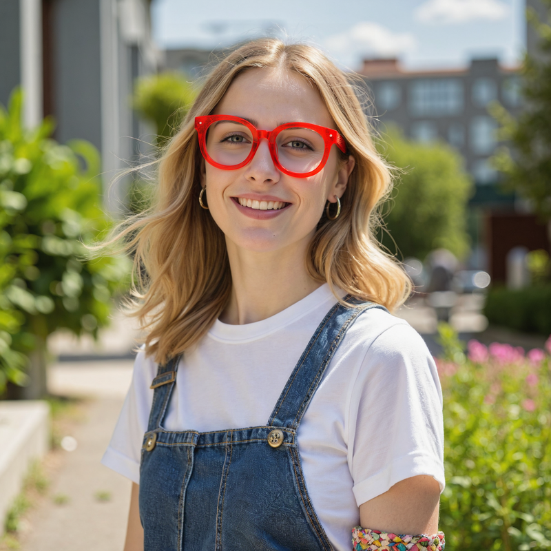 Haley Round Red Glasses
