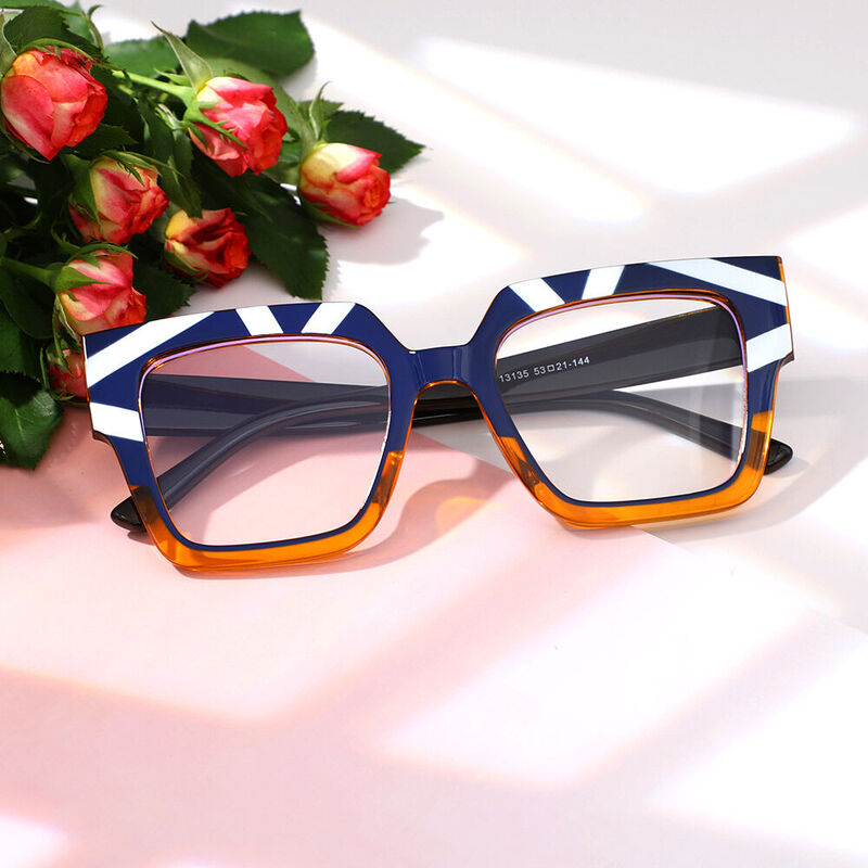 Camia Square Blue Orange Glasses