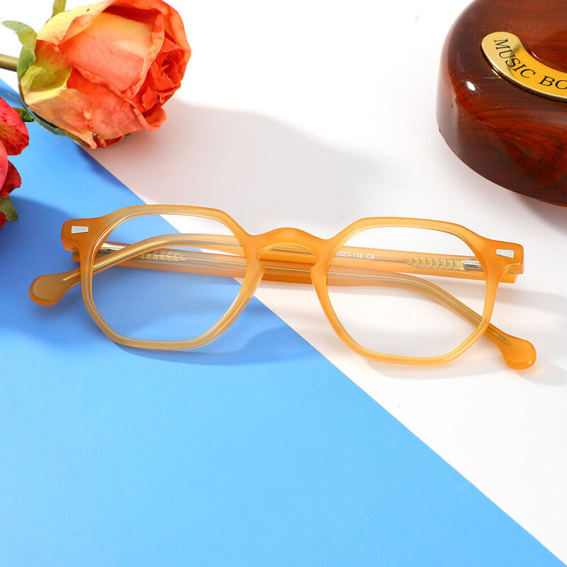 Micah Geometric Orange Glasses