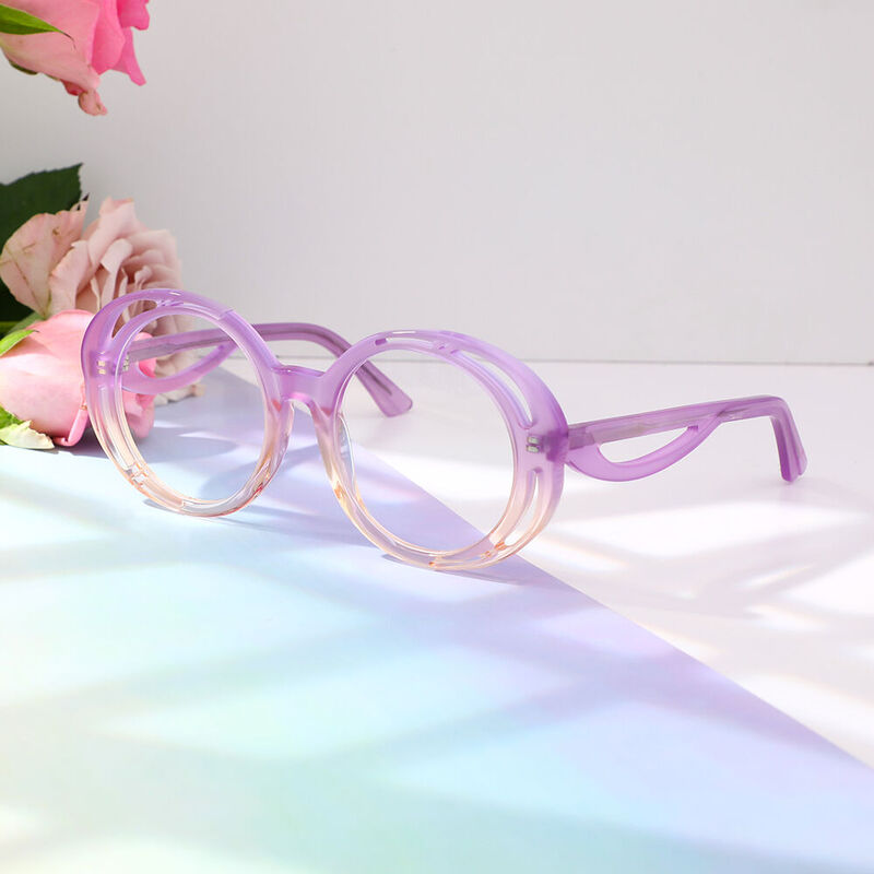 Nahu Round Purple Glasses