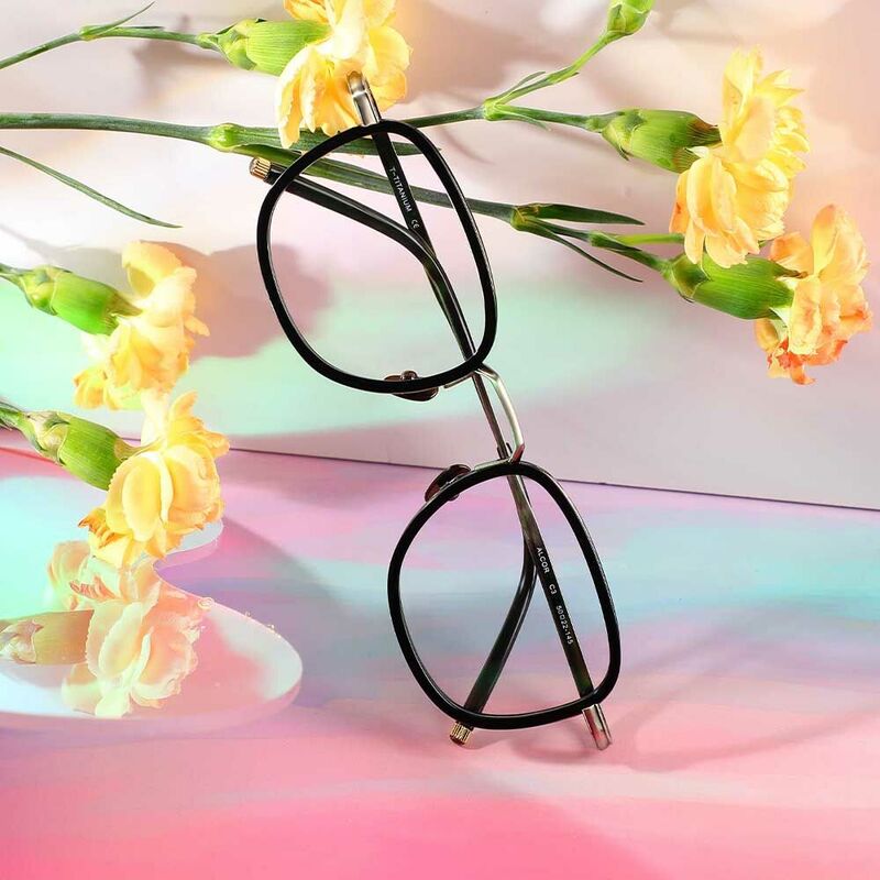 Maxwell Square Black-Gunmetal Glasses