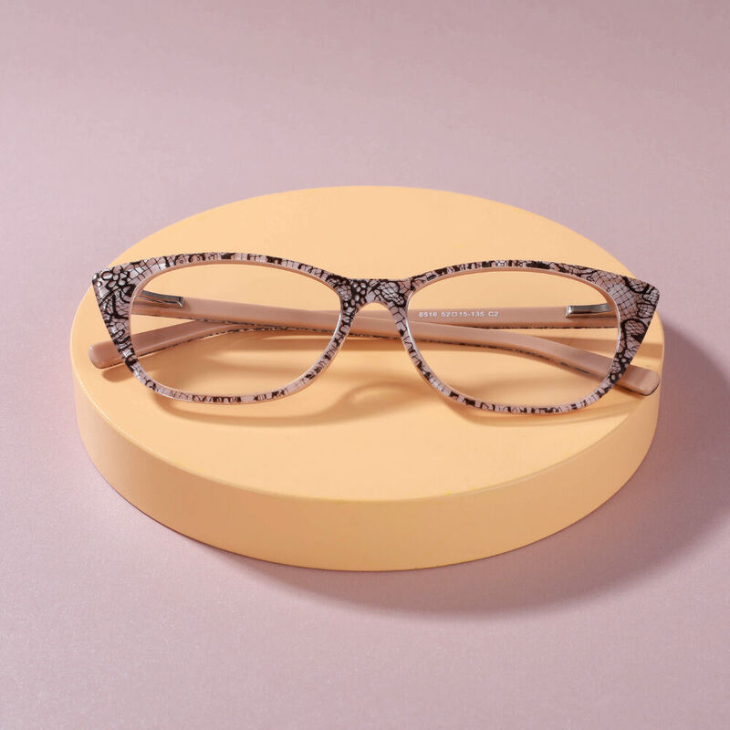 Blanche Oval Beige Floral Glasses