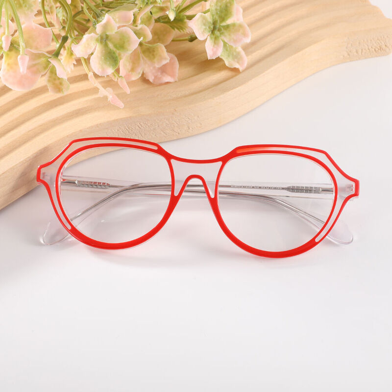 Eveline Oval Red Glasses