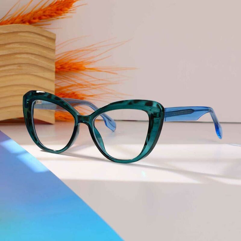 Rockefelle Cat Eye Green Glasses