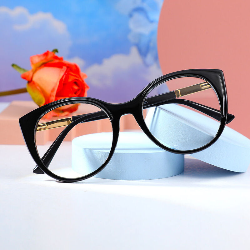 Leila Cat Eye Black Glasses