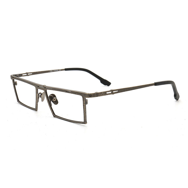 Wit Rechteckige Bronze Brille