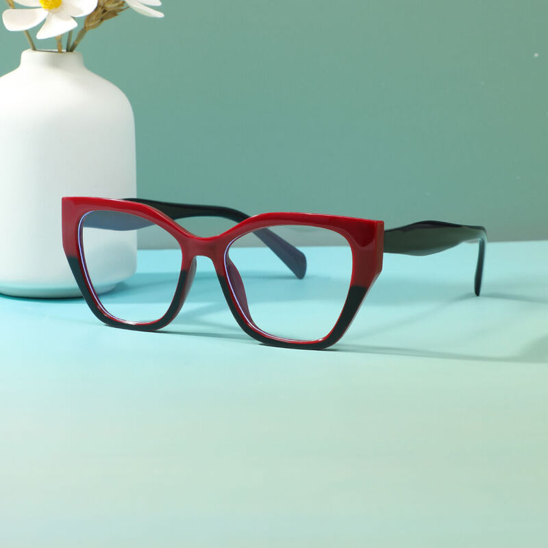 Rita Cat Eye Red Black Glasses