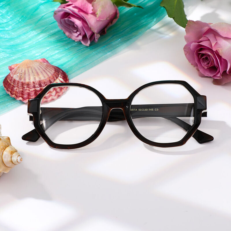 Doher Geometric Brown Glasses