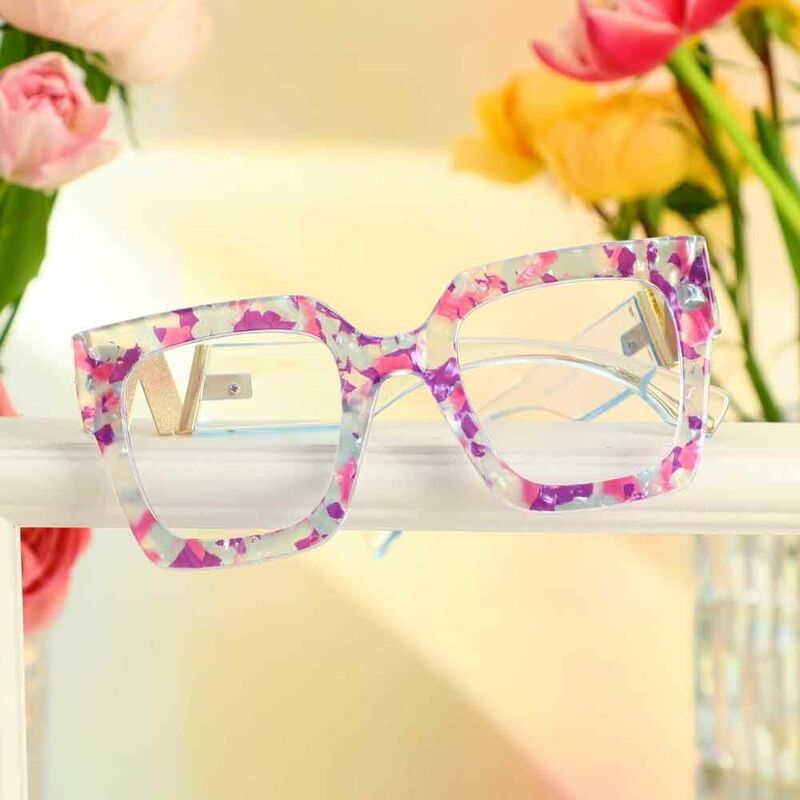Athena Square Pink Glasses