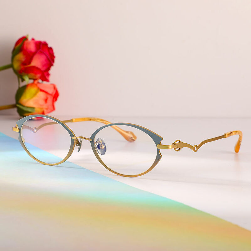 Rex Oval Green Glasses
