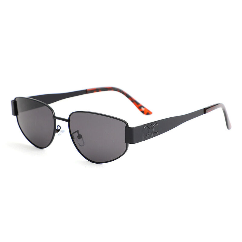 Gwendolyn Oval Black Sunglasses