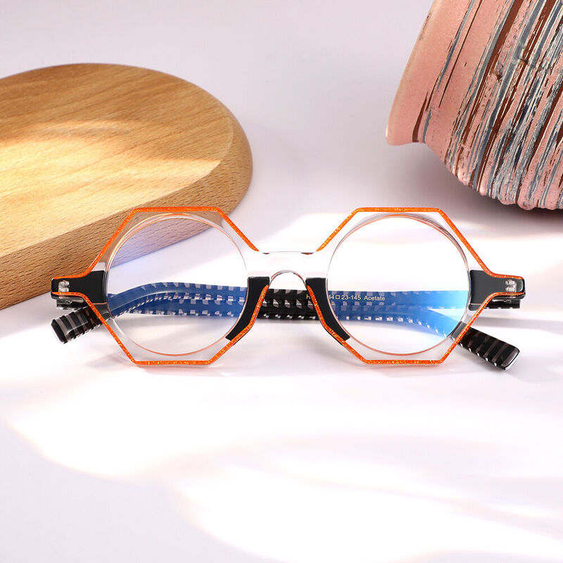 Heather Geometric Orange Glasses