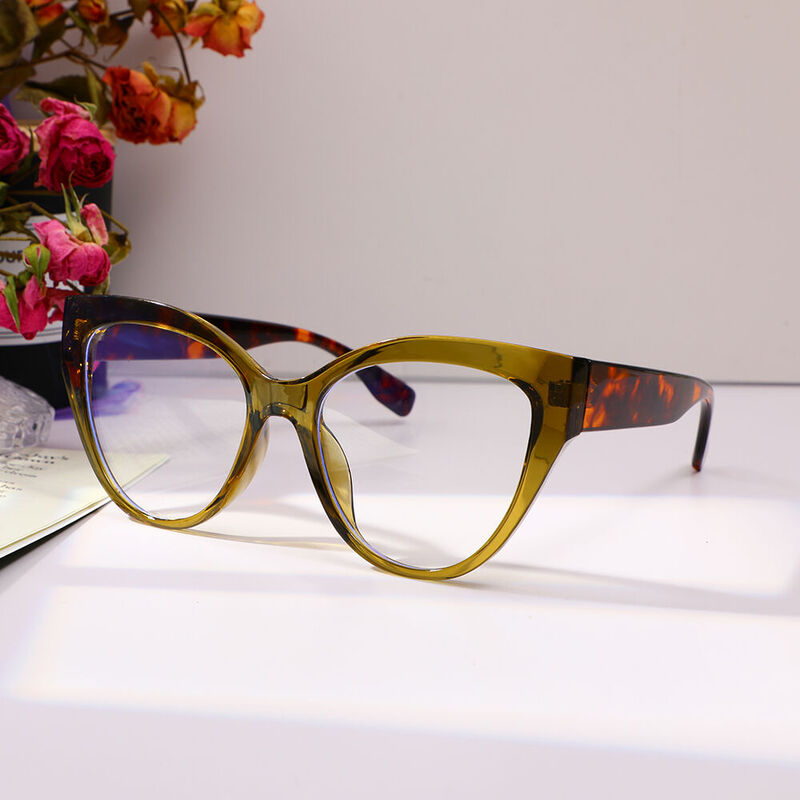 Dickene Cat Eye Green Glasses