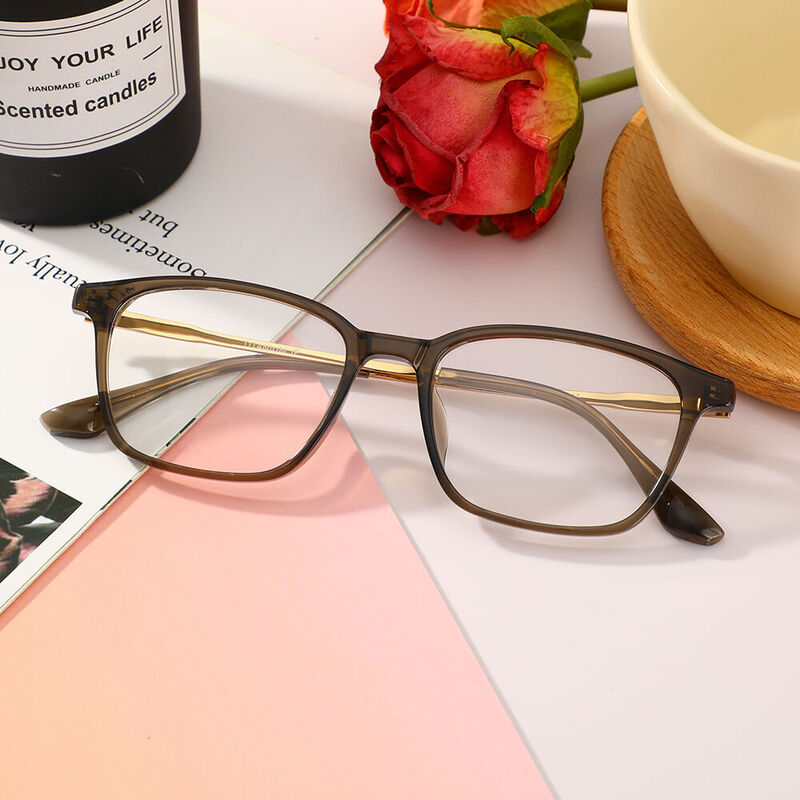Emma Rectangle Brown Glasses