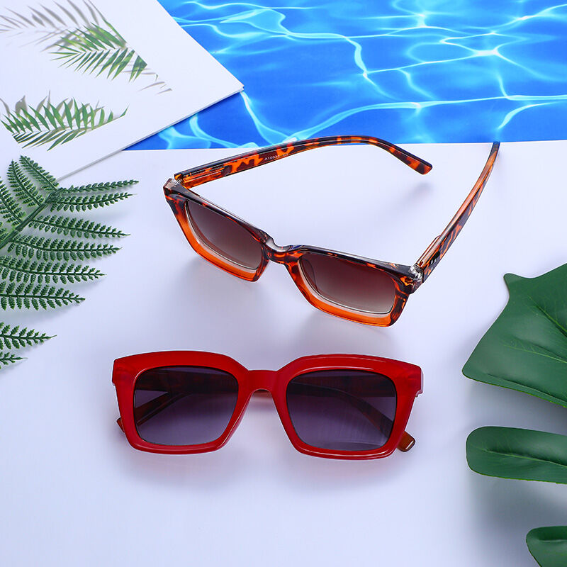Sea Dream Rectangle Red/Grey Sunglasses